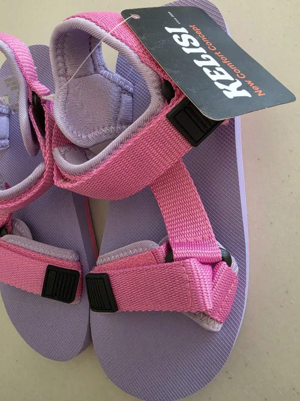 Kids Pink & Lavender Adjustable Hook-and-Loop Sandals